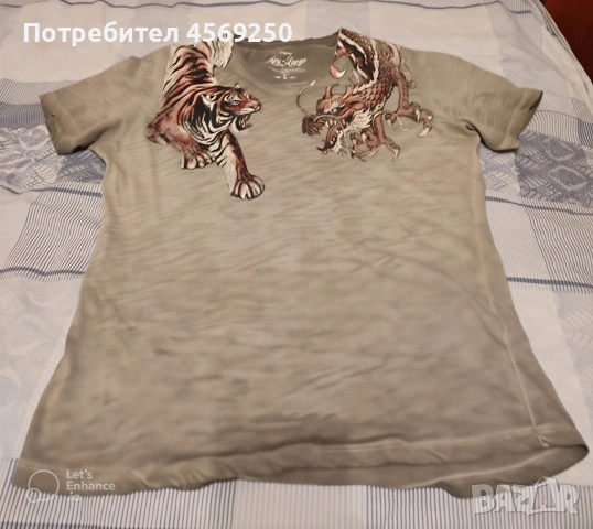Мъжка тениска с ТИГЪР и ДРАКОН / Streetwear / Размер L -  НОВА
