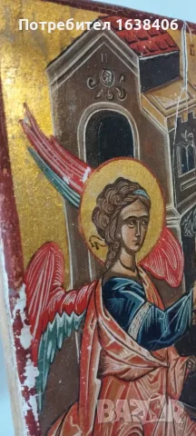 Лот от 3 броя ръчно рисувани православни икони върху дърво, снимка 15 - Икони - 55433237