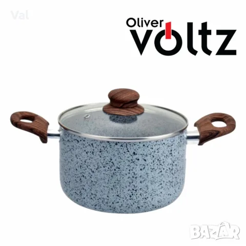 Тенджера Voltz Siena, Дълбока, Мраморно каменно керамично покритие, Светло сив, снимка 3 - Съдове за готвене - 55340043