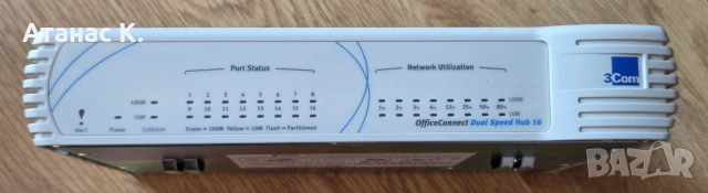 Хъб: 3com OfficeConnect 16 port Dual Speed Hub - Неизползван , снимка 5 - Суичове - 54954898