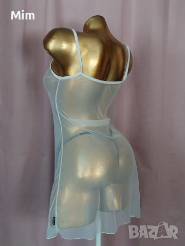 Female M Бяла ефирна нощница и черна прашка, снимка 4 - Бельо - 54673593