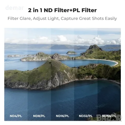 Филтри K&F CONCEPT CPL, ND4/PL, ND8/PL, ND16/PL, ND32/PL, ND64/PL, съвместими с DJI Mini 5 Pro, снимка 3 - Обективи и филтри - 55506475