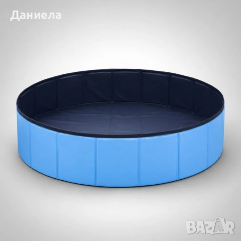 Сгъваем охлаждащ басейн за кучета 60x20 см - Здрав PVC, без надуване, за къпане, игра и разхлаждане