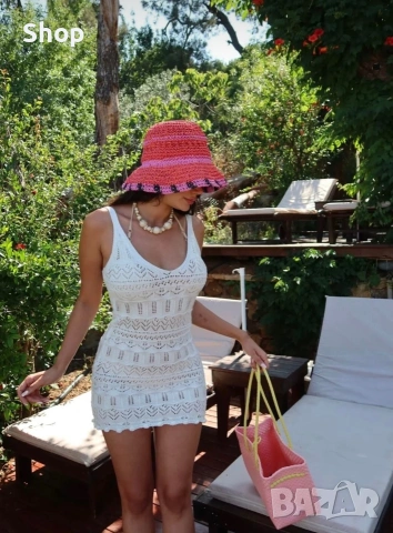 Плетена мини рокля 🐚, снимка 6 - Рокли - 55124542