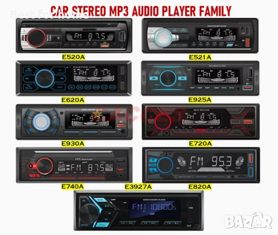 Автомобилна стерео система Bluetooth, едно-DIN LCD аудио радио с регулиране на яркостта