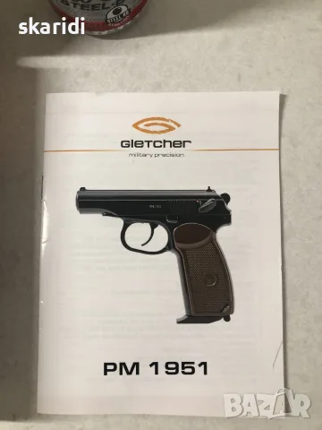 ВЪЗДУШЕН ПИСТОЛЕТ GLETCHER PM 1951 CO2 4.5BB, снимка 5 - Въздушно оръжие - 55688243