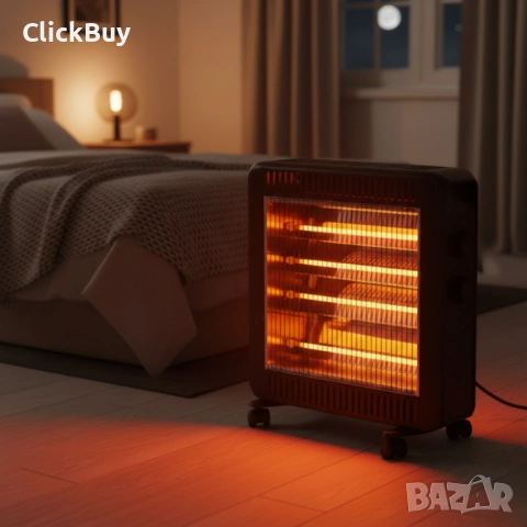 Кварцова печка 2200W с 4 тръби – бързо отопление и нисък разход