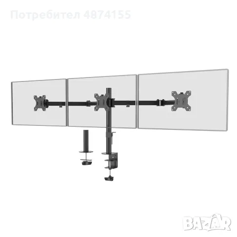 Стойка за 3 монитора, до 27 инча, снимка 4 - Други - 55482221