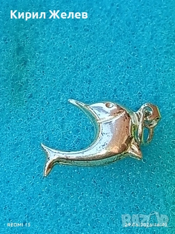 Сребърен медальон във формата на делфин 🐬 нежно Арт бижу 42474, снимка 7 - Колиета, медальони, синджири - 55090381