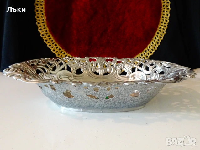 Калаена фруктиера,релефни орнаменти Art Nouveau. , снимка 6 - Антикварни и старинни предмети - 55179645