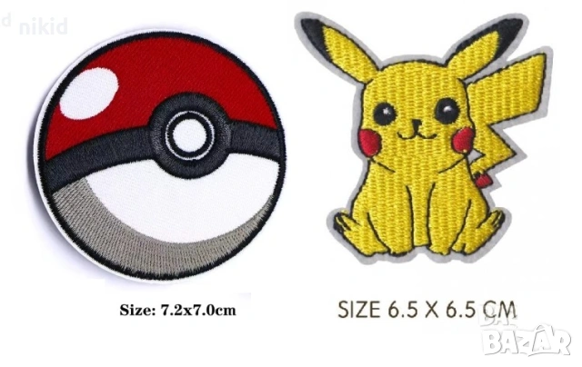 Пикачу Покемон Pikachu Pokemon емблема апликация за дреха дрехи самозалепваща се нашивка