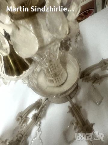 Чешки полилей ретро стил с кристали 5 рамена, снимка 3 - Нумизматика и бонистика - 54092364