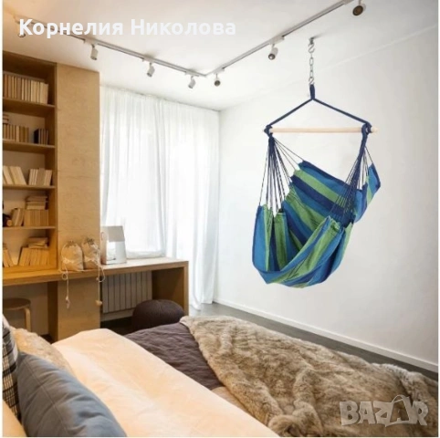 хамак с въжета. Издръжливост до 150 кг. Подходящ за градина, веранда, тераса и дом., снимка 6 - Градински мебели, декорация  - 54178371