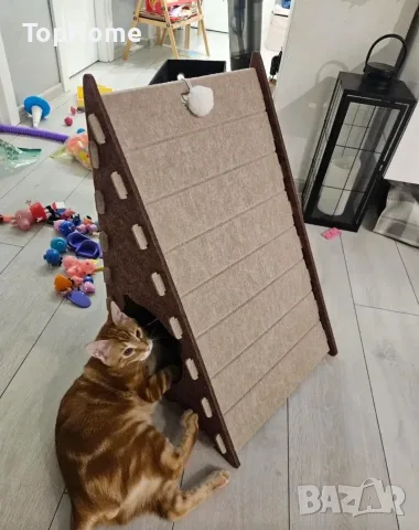 Котешка къщичка палатка с топче за игра и драскалка