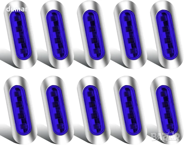 Комплект 10 LED габаритни светлини 12/24 V сини, водоустойчиви светлини за ремарке, бус, камион, снимка 4 - Аксесоари и консумативи - 55663903