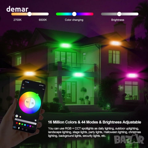 Govee смарт LED външно осветление за монтаж с RGB + CCT, дистанционно управление и таймер, снимка 2 - Външни лампи - 55219028