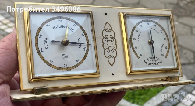Стар  и много рядък немски барометър с хигрометър SIEMENS, снимка 11 - Антикварни и старинни предмети - 54063869