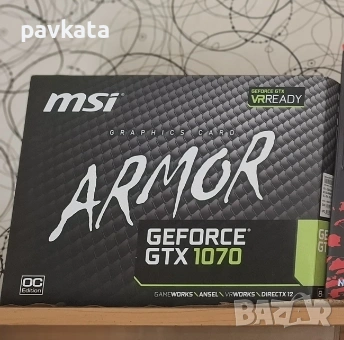 MSI ARMOR nVidia GTX 1070 8GB , снимка 2 - Видеокарти - 54374589