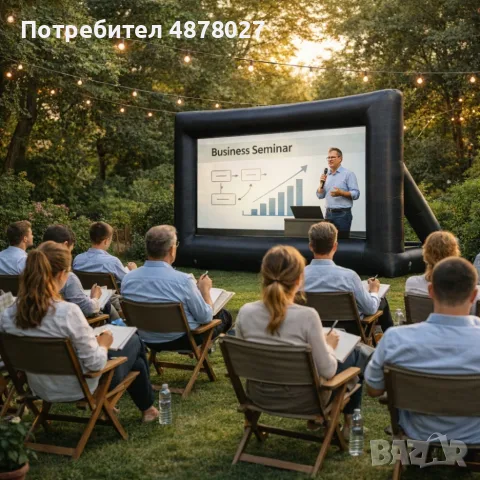 Надуваем проекционен екран за събития и кино на открито – Перфектен за партита и прожекции, снимка 2 - Плейъри, домашно кино, прожектори - 55570286