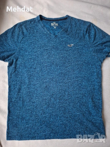  Мъжка тениска Hollister Must-Have - Размер L - Синя (V-образно деколте)  
