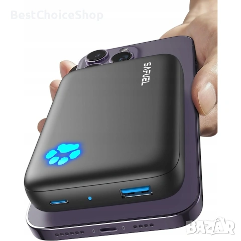 Безжично зарядно Safuel SA-130, 10000 mAh, 20W PD QC3.0, магнитно