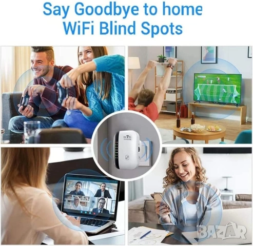 Универсален WiFi Усилвател на Сигнал (Repeater), 300Mbps, Безжичен Удължител на Обхват с LAN Порт, снимка 9 - Друга електроника - 54363410