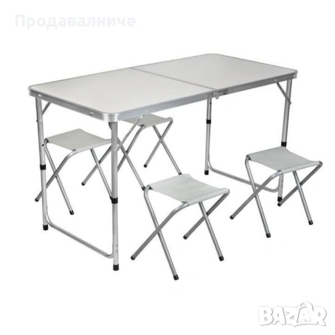 Комплект сгъваема алуминиева маса с 4 стола, снимка 9 - Градински мебели, декорация  - 54261144