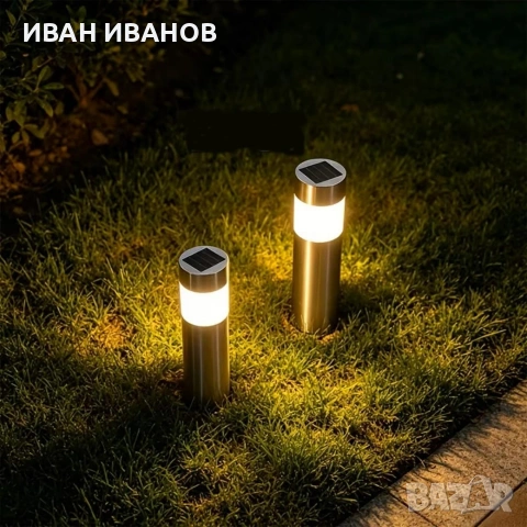 Соларни Инокс външни лампи за трева със LED светлини, снимка 5 - Лед осветление - 55214817
