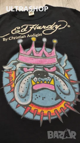 Y2K Ed Hardy Bulldog Tee Shirt М размер в отлично състояние, снимка 2 - Тениски - 55480687