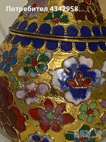 Винтидж декоративна кутийка / бижутерка Cloisonné .1970-1990г., снимка 3 - Антикварни и старинни предмети - 54315674