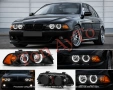 Тунинг Фарове Angel Eyes за BMW E39 1997–2003 Черни Рефлекторни Комплект С Включени Крушки, снимка 2