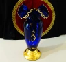 Кристална ваза Bohemia,злато,кобалт,етикет. , снимка 10