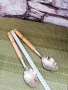 Прибори за сервиране с дървени дръжки , снимка 3