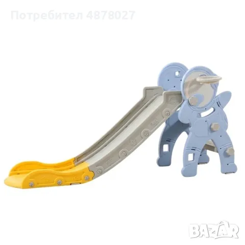 Детска пързалка с баскетболен кош за дома и градината 145 см – свободностояща, многоцветна