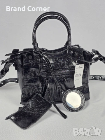Нова дамска чанта Steve Madden Bcelia Crossbody - черна лак кожа