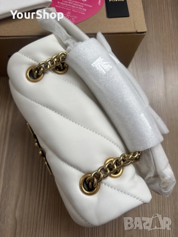 Дамска чанта PINKO Love Mini Puff в бял цвят, снимка 6 - Чанти - 55407776