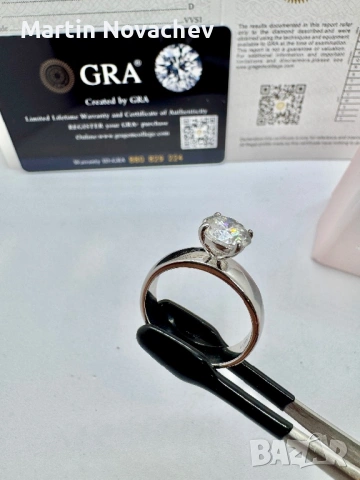 Сребърен пръстен с мойсанит (Диамант) 2 карата, снимка 11 - Пръстени - 54091874