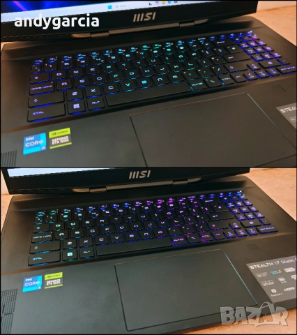 NVIDIA RTX 4070 8GB/Intel Core i7-13700HX/16GB RAM DDR5/1TB SSD/17.3 QHD 240hz/MSI Stealth 17 Studio, снимка 9 - Лаптопи за игри - 54089334