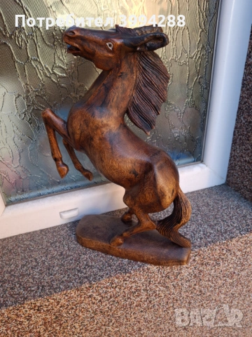 Дървен кон дърворезба , снимка 2 - Други животни - 54353475