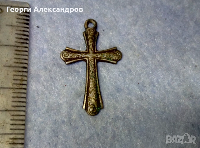 Старинно ЦАРСКА Русия Орнаментирано СРЕБЪРНО КРЪСТЧЕ Кръст СРЕБРО 875 с Печат на Майстора, снимка 5 - Антикварни и старинни предмети - 53979289