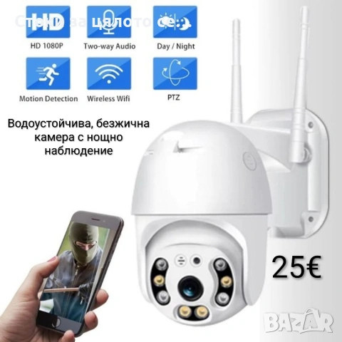 Водоустойчива, безжична камера с нощно виждане 