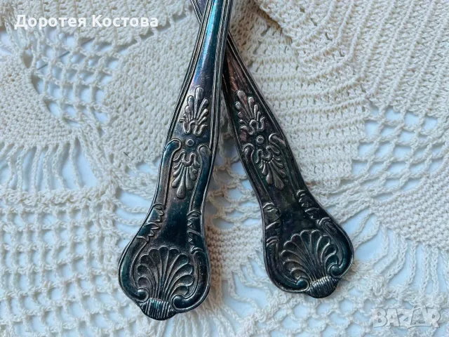 Красиви посребрени прибори за сервиране от Англия, снимка 3 - Прибори за хранене, готвене и сервиране - 55567474