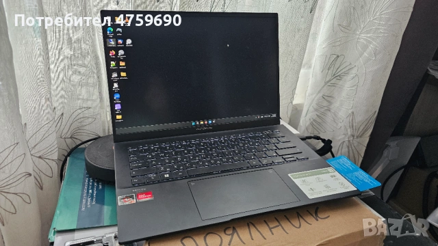 Лаптоп Asus Zenbook 14 UM3402YAR, Ryzen 5 6-ядрен, 8GB RAM, 512GB NVMe, ГАРАНЦИЯ