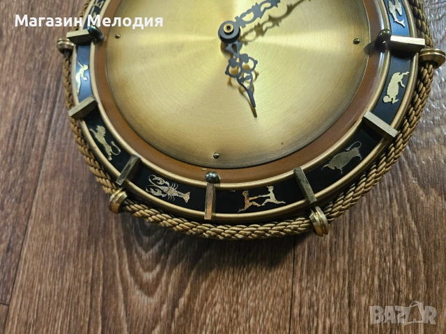 Стенен часовник Diehl Zodiac – Немски антикварен шедьовър от златната ера на дизайна, снимка 5 - Стенни часовници - 55141976