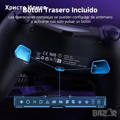Безжичен контролер геймпад ECHTPower съвместим с PS4 и PC, снимка 8 - Аксесоари - 55666912