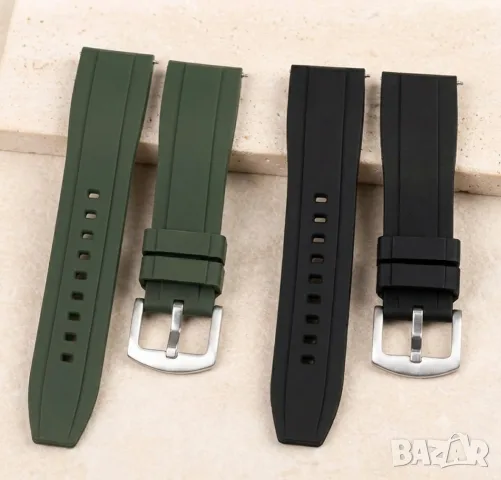22mm 22мм Силиконови подсилени каишки за мъжки часовник черна и военна зелена Quick Release патенти
