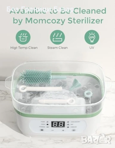 Нов BPA Free комплект за почистване на бебешки бутилки Momcozy силиконова четка поставка и кутия, снимка 8 - Други - 55140581