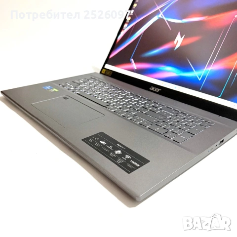Acer Aspire 5/17.3” IPS/i5-1240p/32GB RAM/RTX 2050/1TB NVMe, снимка 4 - Лаптопи за игри - 54555667