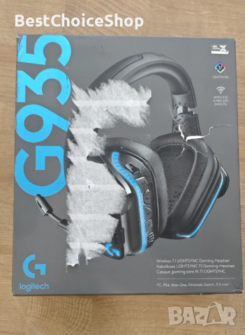  Безжични геймърски слушалки Logitech G935 Wireless 7.1 LIGHTSYNC – Пълен комплект, снимка 10 - Слушалки за компютър - 54826349
