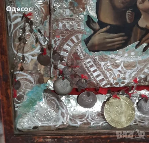 Стара рисувана православна икона на Богородица,обков, снимка 2 - Антикварни и старинни предмети - 55327648